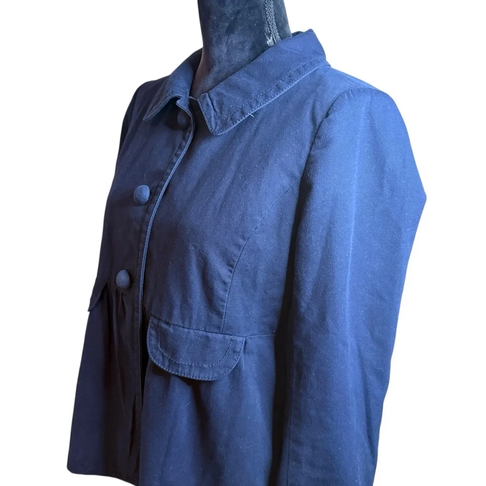 J. Crew | Navy Ottoman Molly Peplum Button Pea Coat | Sz 8 - Picture 5 of 9